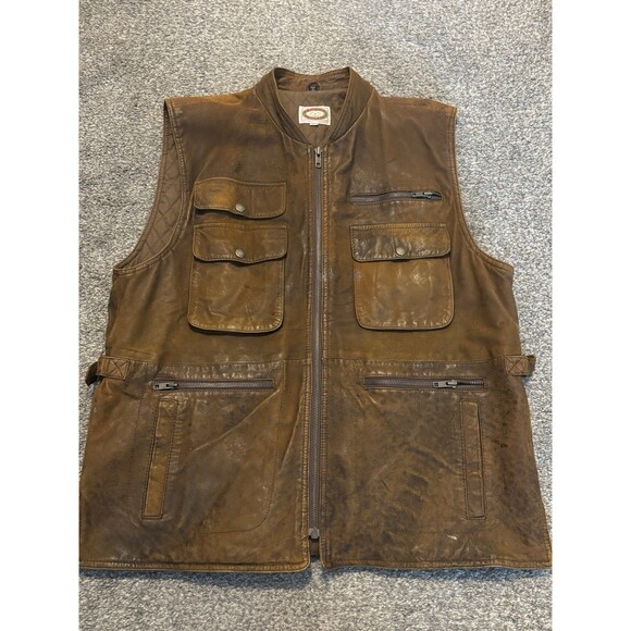 Banana Republic Other - Vintage Banana Republic Leather Safari Vest Mens Large Quilted Liner Cotton